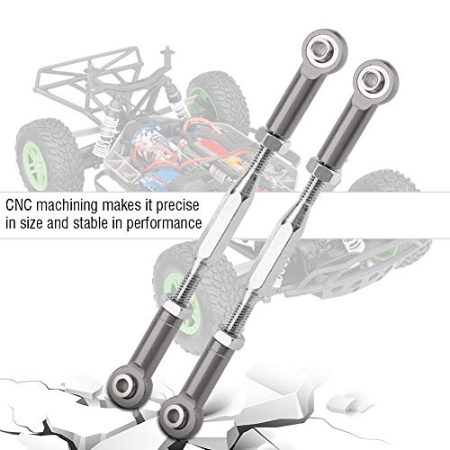 RC Truck Steering Rods, 2 Pcs Aluminium Alloy Steering Linkage Rods for Slash 1/10 Scale RC Truck Remote Control Car Spare Part Accessory (Grey)