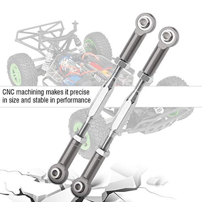 RC Truck Steering Rods, 2 Pcs Aluminium Alloy Steering Linkage Rods for Slash 1/10 Scale RC Truck Remote Control Car Spare Part Accessory (Grey)