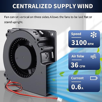 Wathai 120mm x 32mm Small 24V Centrifugal Blower Fan 24 Volt Cooling 2Pin | Dual Ball Brushless Cooling Turbo Fan for Limited Space DIY Projects - style: 120mm 24V 2Pin