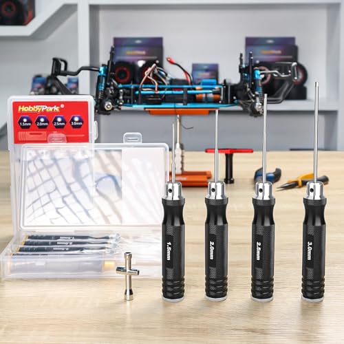 HobbyPark Hex Driver Screwdriver Set 1.5mm 2.0mm 2.5mm 3.0mm Extended Thickened Handle for RC Crawler RC Cars Trucks Buggy On Road Touring Drift Tools