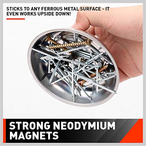 HORUSDY 4-Piece Large Magnetic Parts Tray Set, Stainless Steel Heavy Duty 9.5" W x 5.5''L Square and 4.5" Round Magnetic Trays Tools Parts Tray - style: 4-Piece Magnetic Tray - Pro