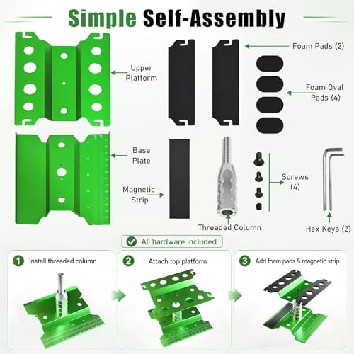 RC Car Repair Work Stand Lift Lower Adjustable Workstation Aluminum 360 Degree Rotation for 1/8 1/10 1/12 RC Car Traxxas Slash TRX4 Arrma Axial SCX10 Losi Redcat Wltoys RC Crawler Monster Truck Buggy - color: Lift Lower Green