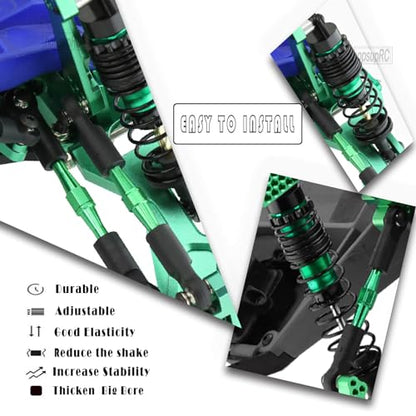 Upgrades Part for 1/10 Stampede/Rustler 2WD,Drive Shaft CVD&RC Shocks&Adjustable Turnbuckles Camber Links&A Arm&Caster Block&Steering Blocks&Rear Stub Axle Carriers,Wheel Hex&Hex Hub,Green - color: Green/for 2wd
