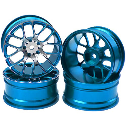 4Pcs Vgoohobby Aluminum Wheel Rims 12mm Hex Hub Width 26mm Compatible with 1/10 Tamiya TT-01 Kyosho RedCat Sakura HSP HPI 1/10 On-Road Racing Touring RC Drift Car (Blue) - color: Blue