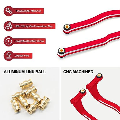 McCue RC Praying Mantis Link Tucked Inward Links High Clearance Links for Axial 1/24 SCX24 C10 JLU Bronco RC Crawler Upgrade Parts - 5 PCS (Red) - color: Red