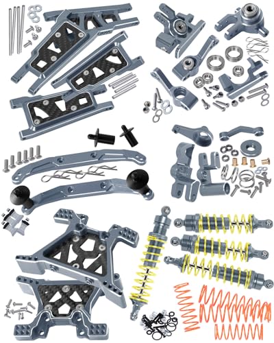 Upgrades Part for 1/10 Slash 4x4/Slash 4x4 VXL,Alloy Suspension Arm,Shock Absorber,Caster Block,Steering Blocks,Stub Axle Carriers,Steering Bellcranks,Shock Tower,Body Mounts,Titanium - color: Titanium for Upgrades
