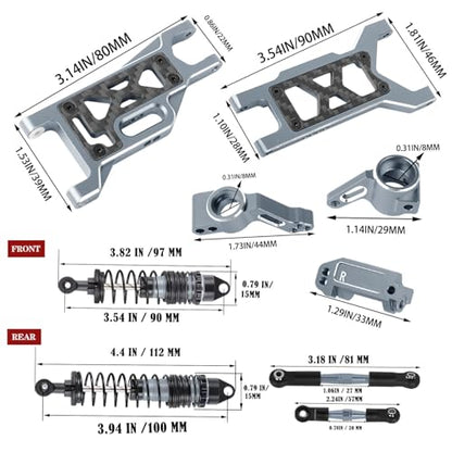RC for 1/10 Slash 2WD,Slash 2WD VXL Upgrades Parts Shocks&Drive Shaft CVD&Front Rear Suspension A Arms&Caster Block&Steering Blocks&Rear Stub Axle Carriers&Turnbuckles Camber Link,Titanium - color: Titanium(for 1/10)