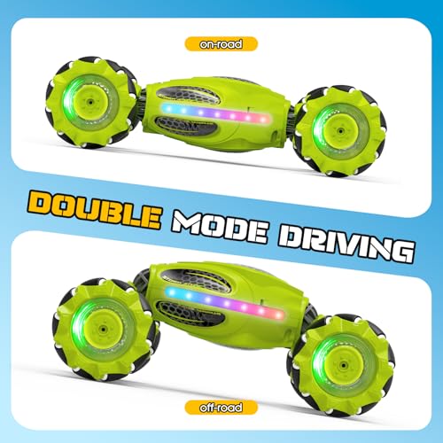 Gesture Sensing RC Stunt Car, Remote Control 2.4GHz 4WD Hand Controlled Car Toys for Boys and Girls Age 6-12, 360° Rotating Drift RC Cars with Lights and Music, Ideal Birthday and Christmas Xmas Gift - color: Green