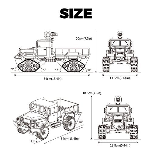 LONGET RC Hobby Toys Military Truck 4WD 2.4Ghz All Terrain Vehicle Off-Road Sport Cars Gifts for Kids and Adults
