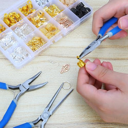 LIFEGOO 5 Pieces Mini Pliers Set – Durable Precision Tool Kit for Crafts, Jewelry & DIY, Includes Long Needle Nose, Bent Nose, Diagonal, End Cutting, Nipper (Blue) - color: Blue