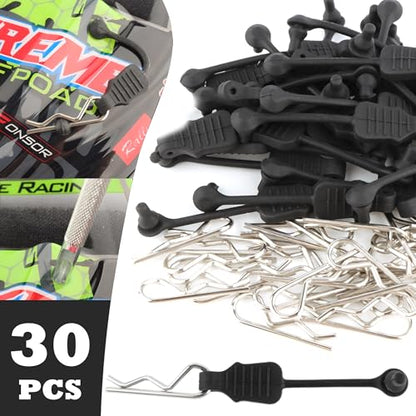 30 Pieces 1.4mm RC Cars Body Clips with Pull Tabs for Universal 1:8 1:10 Remote Control Trucks & 1 PCS Hole Puncher Reamer for RC Body Shell Drills Tool - size: 1.4mm