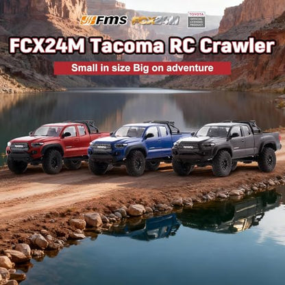 BEEZRC FMS 1/24 RC Crawler FCX24M Tacoma Toyota Official Licensed ABS Hard Body 4WD Off-Road RC Rock Truck,2-Speed Transmission, Hobby Grade Remote Control Car for Adults RTR Grey - color: Grey