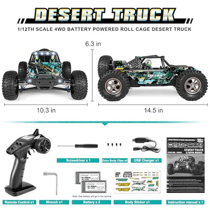 HAIBOXING 2995 RC Truck, 1:12 Scale RC Buggy, 40km/h Off-Road Desert Truck | Full-Aluminum Oil-Filled Shocks, Center Differential, 550 Motor Upgrade Version, Water-Resistant Electronics, Dual Batteries - style: 1:12 Dune Buggy
