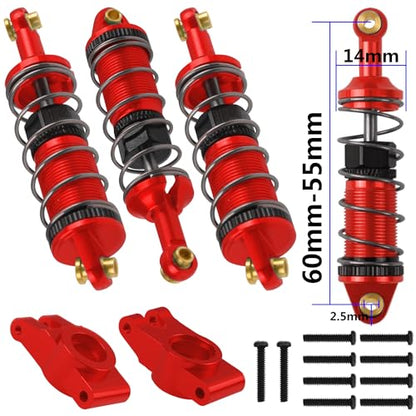 Share Goo ShareGoo Aluminum Front Rear Swing Arm & Steering Knuckle Kit & Shock Absorbers & Shock Tower Mount Compatible with 1/14 MJX Hyper Go 14301 14302 RC Upgrade Parts (Red) - color: Red