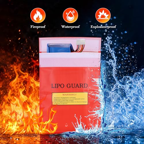 JIANTA Fireproof LiPo Battery Safe Bag, 11.8 x 9 Inch Storage Pouch | Heat Resistant LiPo Bag for Charging Storage, Batteries, Documents, Cash and Jewelry, Silicone Fiberglass Waterproof Pouch