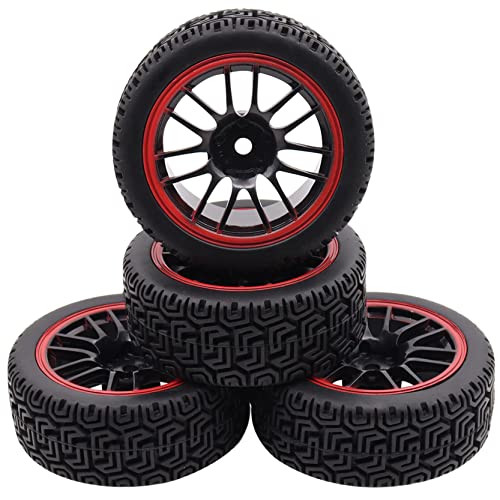 4PCS Treehobby OD 2.68" (68mm x 26mm) Rubber RC Wheel 12mm Hex Hub Wheels and Tires Set Compatible with 1/10 HSP HPI Redcat Himoto Kyosho Sakura RC On-Road Racing Car Touring Car Upgrade Parts