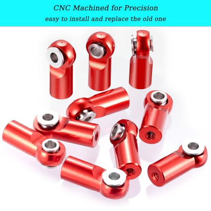 MOHERO 10Pcs M2 Tie Rod End Ball Joint Link Ball Head Holder for RC Car Truck Upgrade Part (Red) - color: Red