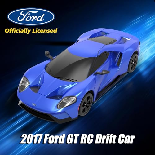 YONCHER RC Drift Car, Remote Control Car for Kids Ford GT Officially Licensed, 1:24 20KM/H 4WD RC Cars with Lights, Fast Racing Toy Car for Boys Girls, Blue - color: Gt Blue