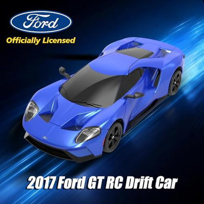 YONCHER RC Drift Car, Remote Control Car for Kids Ford GT Officially Licensed, 1:24 20KM/H 4WD RC Cars with Lights, Fast Racing Toy Car for Boys Girls, Blue - color: Gt Blue
