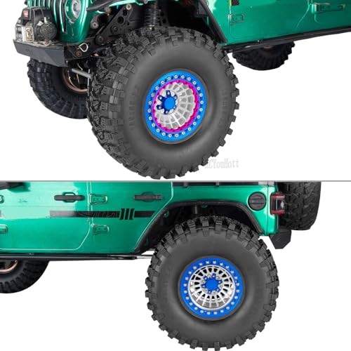 RC Aluminum 2.2”Beadlock Wheel Tires Set for 1/10 RC Crawler Car,TRX6 TRX4 SCX10 II III 90046 D90 Gen8 MST CFX VS4-10,RC Wheels 2.2 Beadlock Wheel Rims,(4PCS) Silver - color: Silver -(Rc Wheels Tires)