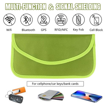 2PCS Faraday Bag for Phones and Car Keys, Keyless Entry RFID Signal Blocking Bag Key Fob Protector, Anti-Theft Faraday Pouch for Cell Phone Privacy Protection, Signal Shielding (Green) - color: Green