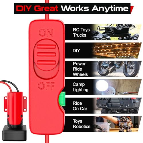Upgraded Battery Adapter Compatible for Milwaukee 12V Battery | All-in-One Switch & Fuse Design, Power Ride Wheel Adapter Converter Kit for Ride-On Toys, 14 Gauge with Wire Terminals - color: red 12v