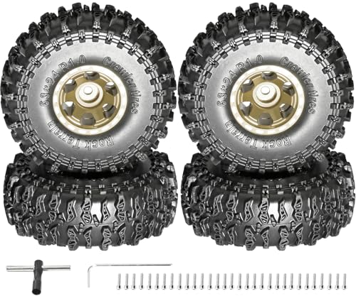 1.0 Beadlock Wheel Soft Tire Set RC Upgrade Part for Traxxas 1/18 TRX4M 1/24 RC Crawlers car Axial SCX24 FMS FCX24 Gladiator Bronco C10 JLU Deadbolt B17 Upgrade.(4Pcs/Set) - color: Coffee
