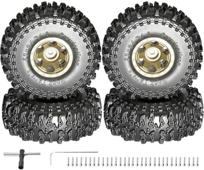 1.0 Beadlock Wheel Soft Tire Set RC Upgrade Part for Traxxas 1/18 TRX4M 1/24 RC Crawlers car Axial SCX24 FMS FCX24 Gladiator Bronco C10 JLU Deadbolt B17 Upgrade.(4Pcs/Set) - color: Coffee