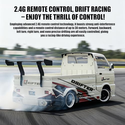 WPL D-14S RC Kei Truck, 1:10 Scale Suzuki Carry Kei Drift Truck- Brushless 4000KV Motor, 25km/h, Swappable Drift/Racing Tires, LED Lights, RTR RC Drift Truck for Hobbyists