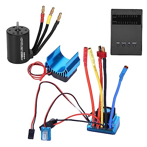 3650 4300KV Brushless Motor 80A ESC Combo with Aluminum Heat Sink and Programming Card for 1 10 RC Cars High Speed Performance Upgrade Kit - size: 80A