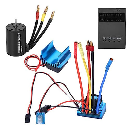 3650 4300KV Brushless Motor 80A ESC Combo with Aluminum Heat Sink and Programming Card for 1 10 RC Cars High Speed Performance Upgrade Kit - size: 80A