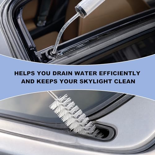 3PCS Auto Sunroof Drain Cleaning Tool, 118 Inch Long Pipe Cleaners Flexible Wire Brush with Syringe Hose, Soft Drain Brush Slim Dredging Tool for Car Sunroof Trunk Wiper Hole