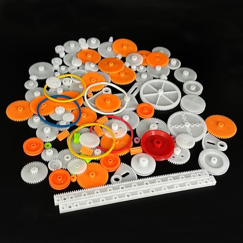 105PCS Plastic Gears Set Single Gear Reduction Gear Small Motor Gears for DC Motor DIY Model Toy RC Car Truck Robot Helicopter Gear Replacement (105)