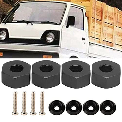 4pcs RC Hex Combiner, Wheel Hub Hex Adapter 5mm to 12mm Combiner Available for WPL D12 1/10 RC Model Trucks (Black BL)