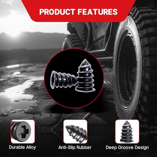 Realth 100 Pcs Tire Plug Kit – No Removal Needed, Emergency Flat Tire Repair Screws | Quick Fix Tubeless Tire Repair Rubber Nails Kit for Cars, SUVs, Motorcycles, Trucks (Portable & Durable) - style: Plugs(100 pcs)