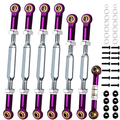 Stainless Steel Links with Spacers fit for 1/10 Traxxas Slash 2WD（VXL）,XZSNLYZ RC Car Upgrade Hops Up Turnbuckles Parts Suitable for Rustler 2WD,Stampede VXL,Slash 4X4,Rustler 4X4,Bandit,Hoss,Purple - color: Stainless Steel & Purple