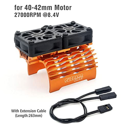 30mm RC Motor Cooling Fans, Hobby Twin Fan with Metal Heatsink for 1/8 1/10 RC Car 3650 3660 540 550 (30mm Orange for 40/42mm Motor) - style: 30mm Orange for 40/42mm Motor