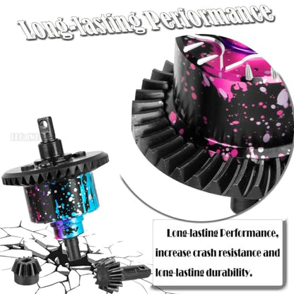 Front Rear 37T Differential Gear Upgrades Part for 1/10 Slash 4X4 (VXL)/Rustler 4X4 (VXL)/Stampede 4X4 (VXL)/Jato 4X4 (VXL) 4WD,XO-1,RC Steel #45 Diff Set Hop Ups,Colorful(Blue Pink Tone) - color: Colorful(blue Pink Tone) - (37t Differential)
