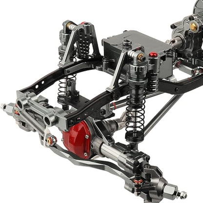 450mm Wheelbase 6x6 Chassis Frame Set with Transmission Front Middle Rear Complete Axle for 1/10 RC Crawler Car Axial SCX10 Metal DIY Upgrade (Portal axle Frame)