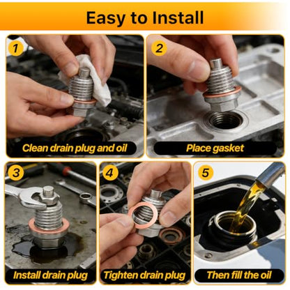 120PCS Crush Washer Oil Drain Plug, Aluminum & Copper Crush Washer | 12 Sizes Oil Drain Plug Gasket Assortment Kit for Automotive, Motorcycles, Marine and Mechanical Use (M10 M12 M14 M16 M18) - size: 120PCS(M10-M18)