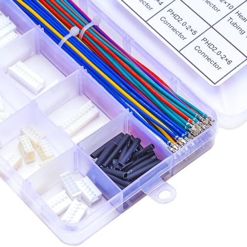 JST Connector Kit 2.0mm Pitch JST-PHD 2.0 Female Connector with Premium 22AWG Pre-Crimped Cables,Dual Row Without Lock PH 2.0mm 2 * 2/3/4/5/6/7/8/9/10 Pin Female Housing (PHD-MM-Kit) - size: JST-2.0MM-PHD Dual Row