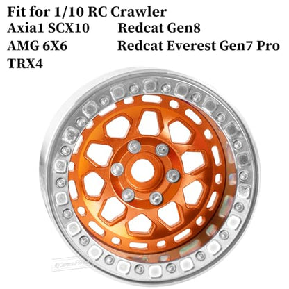 RC Alloy 2.2 Beadlock Wheels for 1/10 SCX10 Capra AMG 6x6 TRX4 Red cat Gen8 Everest Gen7 Pro RC Crawler,Alunium 2.2 Beadlock rc Wheels 2.2 Beadlock Rims,4pcs,Orange - color: Orange(4pcs)