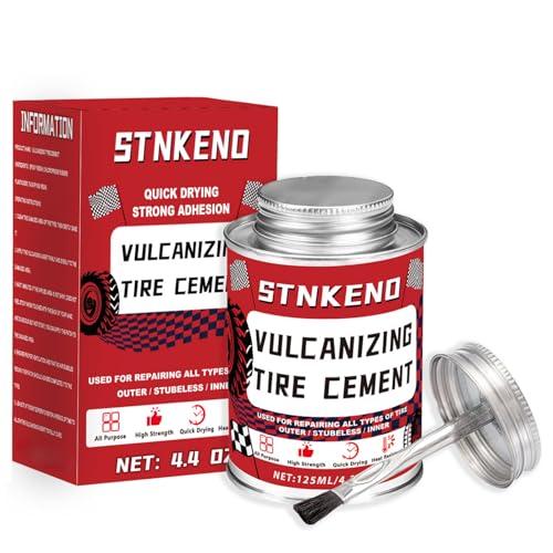 Vulcanizing Rubber Cement, 4.4 Oz Tire Rubber Adhesive | Car Tire Repair Cement with Brush, Waterproof & Heat-Resistant, Tire Glue for Car, Motorcycle, Bike, Truck, Tractor
