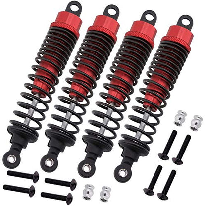 4pcs HobbyPark 98mm Aluminum Front Rear RC Shock Absorber Assembled Dampers for 1/10 Scale RC Car Off Road Buggy (Red) - color: Red