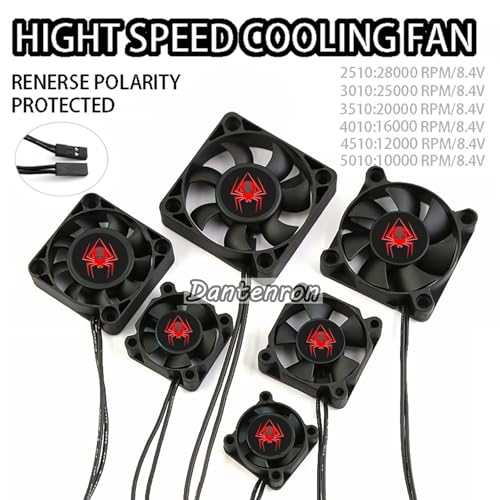 RC Motor Cooling Fan 25mm 30mm 35mm 40mm 45mm 50mm High Speed Heatsink 28000RPM ESC Fans 6V-8.5V for 1/10 1/8 1/12 Truck Off Road Crawler Car 540 550 Brushless OR Brushed Motors (35mm) - size: 35mm