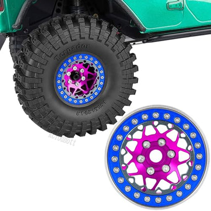 RC Aluminium 1.9 Beadlock Wheel Rims Set for 1/10 SCX10 90046 AXI03007 TRX4 TRX6 VS4-10 Gen7 Gen8 D90 CFX MST RC Crawler,(4PCS) 1.9 RC Beadlock Rims,1.9 rc Wheels,Pink - color: Pink- (Wheel Rims)
