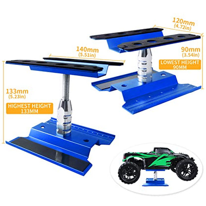 Aluminum Alloy RC Car Repair Work Stand Hobby Tool Set 360 Degree Rotation Lift/Lower and RC Screws Kit Repair Tool Box for 1/8 1/10 1/12 1/16 1/18 RC Car Truck Buggy Models (Navy Blue) - color: Navy Blue