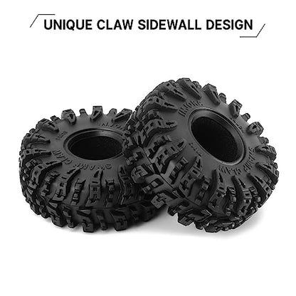INJORA 1.0 S5 Swamp Claw Mud Terrain Tires for 1/18 1/24 RC, 64 * 24mm