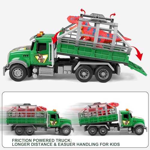 Dwi Dowellin Toy Truck Transport Cars Carrier with Dinosaur for Kids Toddlers,Birthday Gifts for Boy Toddler Child 3 4 5 6 Years Old - style: dinosaur truck