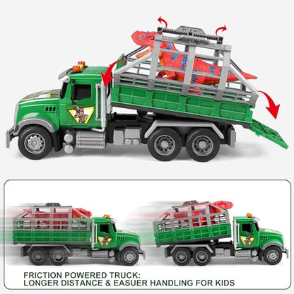 Dwi Dowellin Toy Truck Transport Cars Carrier with Dinosaur for Kids Toddlers,Birthday Gifts for Boy Toddler Child 3 4 5 6 Years Old - style: dinosaur truck